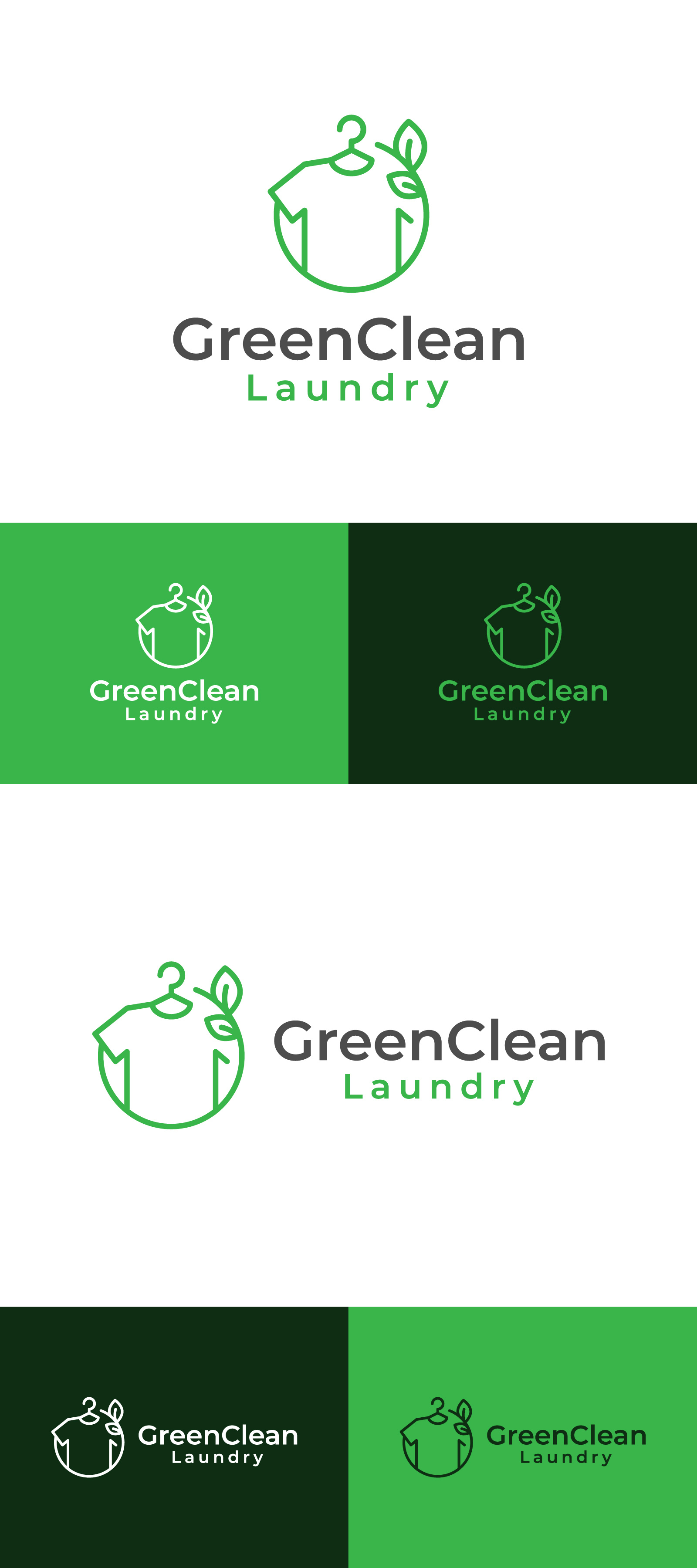 GreenClean Laundry logo design branding clothes environment graphic design green laundry logo service tshirt
