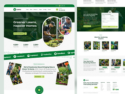 Gardening Service & Landscaping Website Design branding contractor design flowers gardening gardening services homepage illustration landing landing page landscaping landscaping website lawncare lawncarewebsite plants service ui uiux web design website