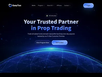 Prop Firm Website animation blockchain cryptocurrency forex funded trader challenge funding platform fx trading platform investment investment platform landing page modern ui prop firm landing page prop firm website prop trading prop trading firm startup trading trading firm web design web3