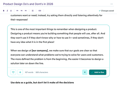 copy.ai Generation-in-Doc Feature ai app b2b b2c copy copyai doc document editor flat simple text ui ux web writer writing