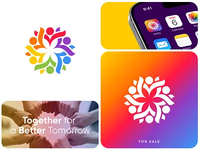 Colorful Community Logo Design - Nonprofit & Unity branding charitylogo colorfullogo communitylogo diversity energy hope icon inclusion logo logodesign modern logo nonprofitlogo optimism print socialimpact strength togetherness unitylogo