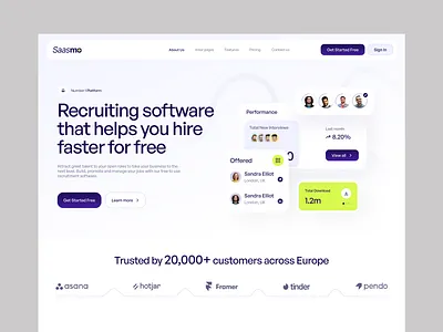 Recruitment SaaS Landing page creative website job website landing page mini8mal design modern website recruiting saas saas landing page saas website service service website ui ui design uiux ux ux design web design website website ui