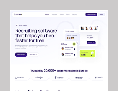 Recruitment SaaS Landing page creative website job website landing page mini8mal design modern website recruiting saas saas landing page saas website service service website ui ui design uiux ux ux design web design website website ui