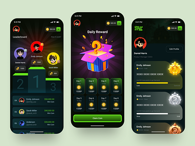 Gamified Reward App – Earn, Compete & Level Up UI/UX Design app casino app design casino mobile design crypto gambling gambling app design gamified app leaderboard app mobile app design mobile game dashboard online casino reward system design ui ui design ux