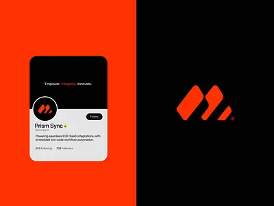 PrismSync Logo Design ai b2b brand design brand designer branding custom logo icongraphy logo logo design logo icon logo mark logo type minimalist orange pop saas unique visual