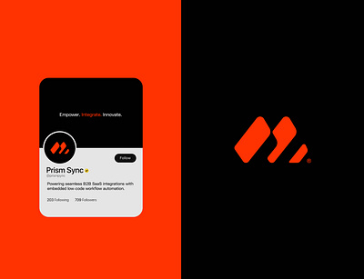 PrismSync Logo Design ai b2b brand design brand designer branding custom logo icongraphy logo logo design logo icon logo mark logo type minimalist orange pop saas unique visual