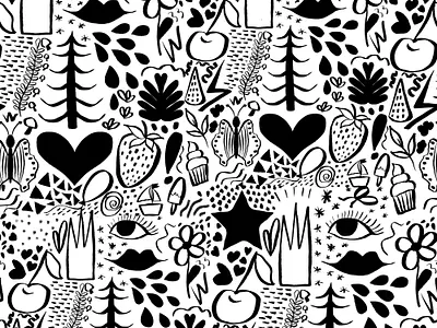 Black Drawings on White. Seamless pattern black fabric fashion packaging pattern seamless pattern textile