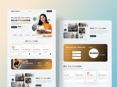 Digital Agency Website Design app dashboard design design agency digital agency website digital marketing agency website homepage illustration landing page design marketing agency website design ui ux web ui website website homepage design