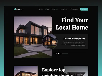 REBUILD — Real Estate Platform UI/UX Design apartmen home landing page luxury real estate property listing property listing ui property listing website design real estate design real estate landing page real estate listing website real estate ui real estate ux real estate web sell property web design web ui website design