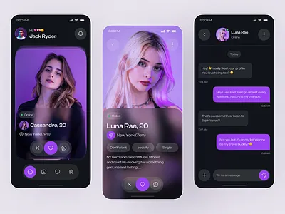 Modern Dating App UI – Connect, Chat & Find Real Chemistry app design chat app dating app dating app ui glassmorphism messaging app mobile mobile app neumorphism social app social network ui design