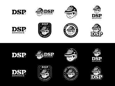 DSP Artstudio Logo System art studio boy mascot branding design design studio graphic design logo logo design logo mark logobadge mascot mascot logo minimalist street art studio logo