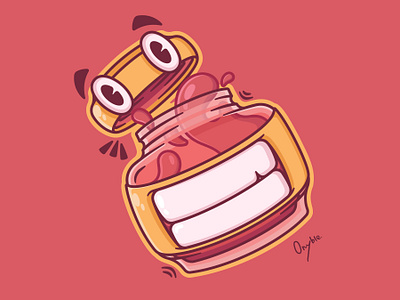 Dropped Jam Jar 🍓 art cute dessert food fruit glass handmade illustration jam jar strawberry sweet vector