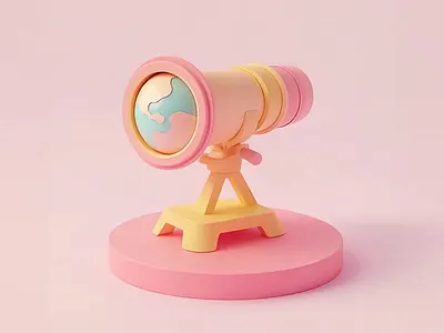 3D cartoon telescope animation| 3D motion graphic design 3d 3d icon 3d illustration 3d modeling 3d render animation icon illustration motion graphics pastel colors soft style