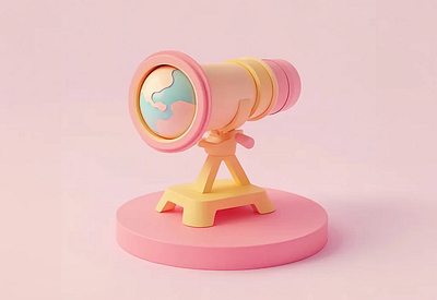 3D cartoon telescope animation| 3D motion graphic design 3d 3d icon 3d illustration 3d modeling 3d render animation icon illustration motion graphics pastel colors soft style