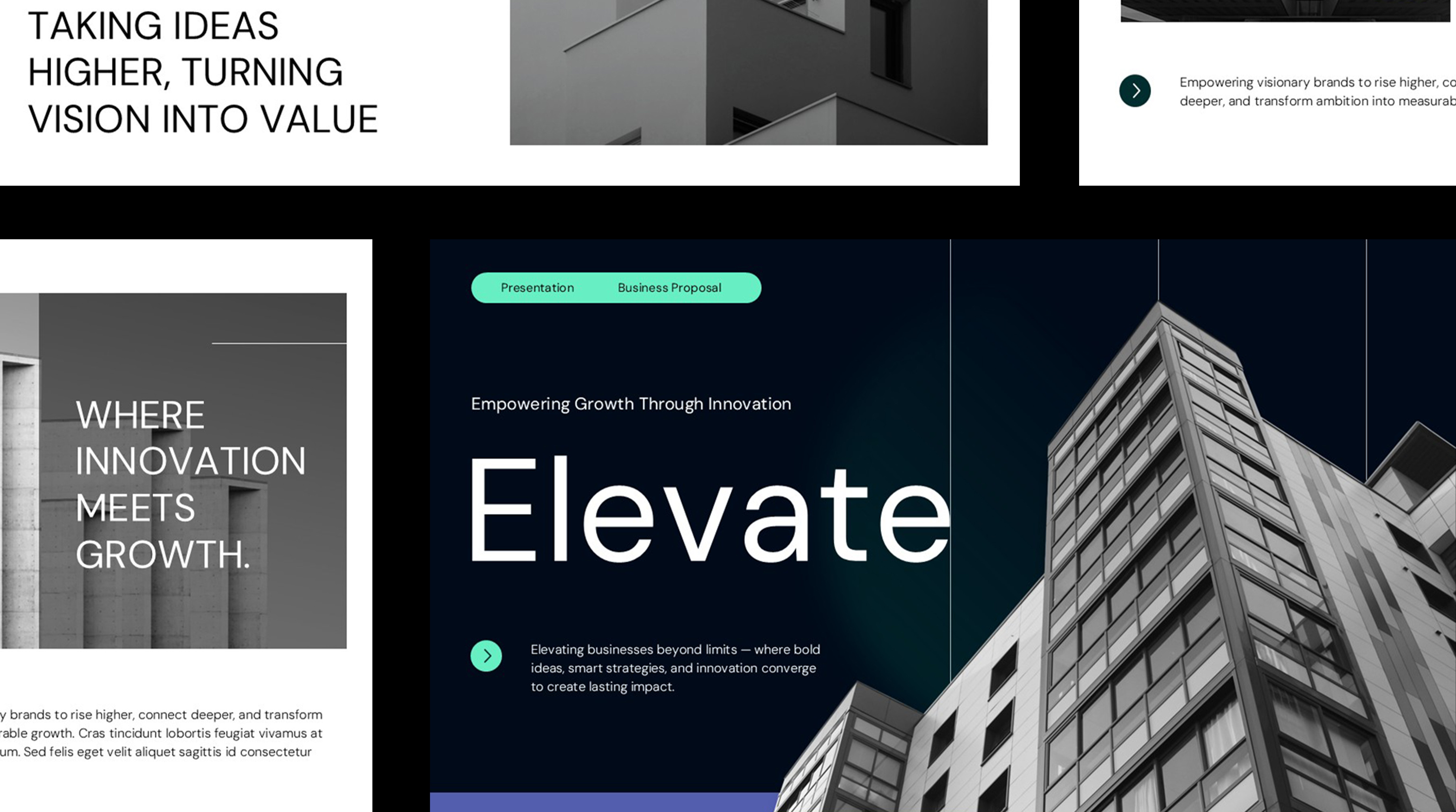 Elevate Architecture — Pitch Deck brand presentation clean layout concept design corporate presentation creative deck layout composition minimal design modern presentation motion inspired powerpoint presentation template professional deck slide aesthetics storytelling design visual identity