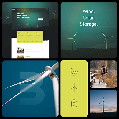 Wind. Solar. Storage belgium bento branding brussels design graphic design green icons industrial responsive solar ui wind yellow