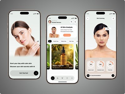 AI Skin Care App ai ai app ai based skin analysis ai skincare ai wellness app app app design beauty app beauty products cosmetics health technology ios mobile mobile app mobile ui product design skin care app skin treatment ui design uiux