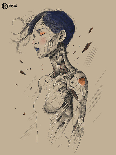 Shed - a digital ink illustration blackandwhite characterdesign conceptart contemporaryart darkart digitalart emotionalart figurativeart fineart illustration minimalism portraitillustration procreateart textureart visualstorytelling