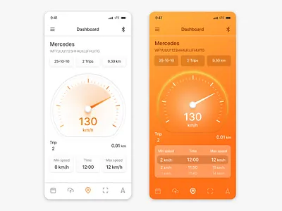 Car Speed Dashboard App appdesign car carapp creativedesign dashboard design minimaldesign orange speed speedometer ui uidesign userexperience userinterface ux