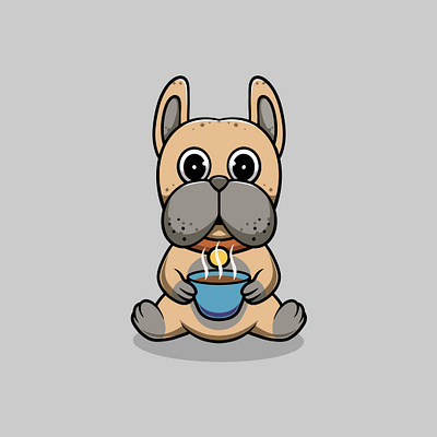 Cute Bulldog Drinking Hot Chocolate in Valentine Day animal animation cartoon chocolate chocolate lovers cute design graphic design icon illustration kawaii logo mamals nature romantic sweet ui valentine vector wildlife