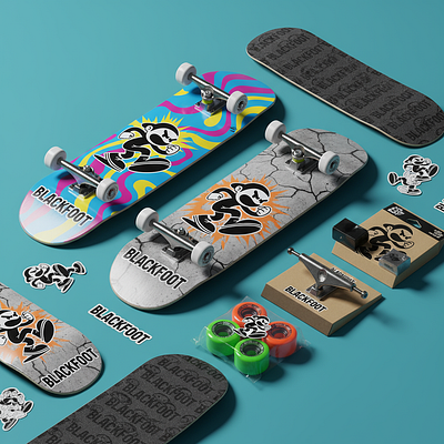 Branding Design For Blackfoot Skateboards 3d ad ai ai art animation brand design branding branding design colorful design figma graphic design illustration logo product product design skateboard skates ui ui design