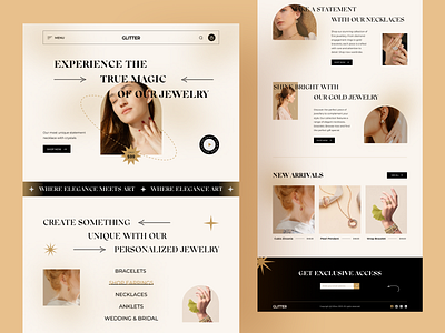 Glitter - Jewellery Shop Landing Page accessories beauty diamonds e commerce fashion gold homepage jewellery jewellery store jewelry jewelrystore landing page landingpage luxury shop store style ui design visual design web design