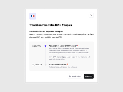 Modal Upcoming Step - Time line modal clean explanation fintech iban modal neobank step timeline transparancy ui ux
