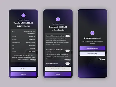 Banking & Fintech App - Money Transfer Flow app autorisation autorization banking confitmation fintech mobile neobank transfer ui ux validation