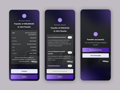 Banking & Fintech App - Money Transfer Flow app autorisation autorization banking confitmation fintech mobile neobank transfer ui ux validation