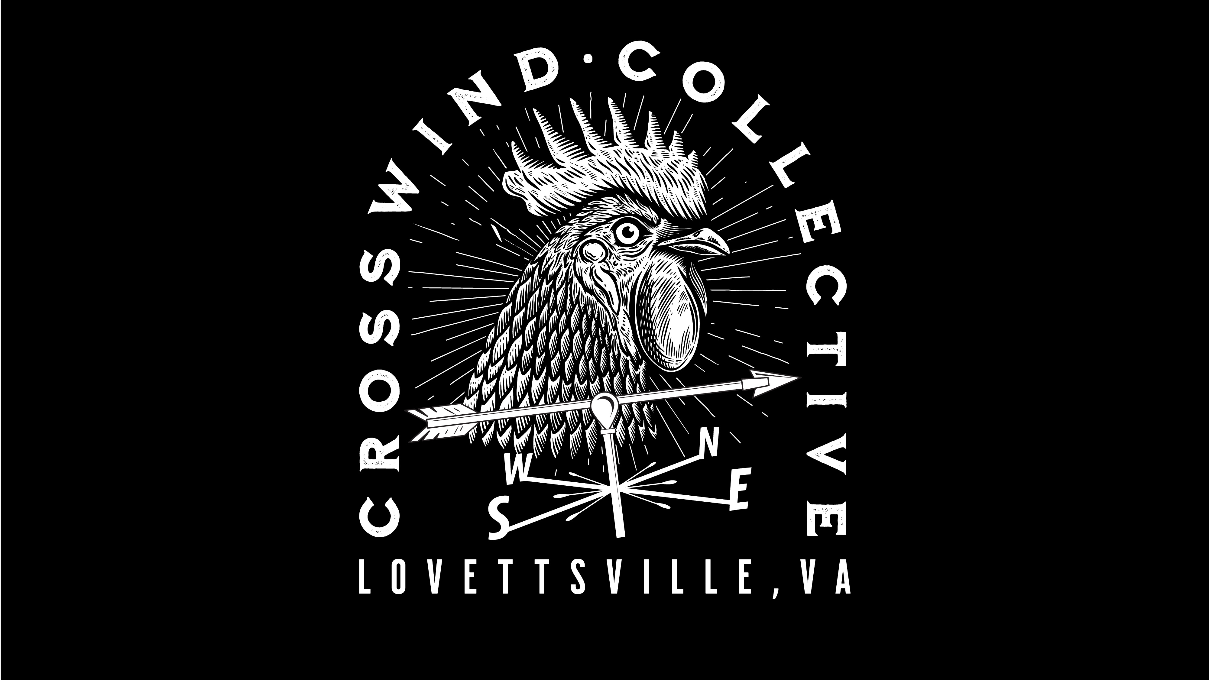 Crosswind Collective chicken crosswind egg graphic design logo rooster shirt virginia wind windvane