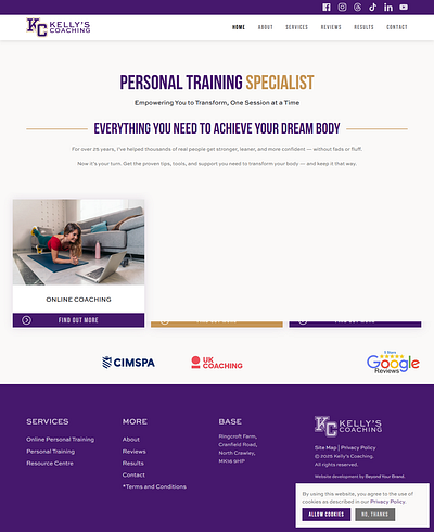 Website Design for a Personal Training & Online Coaching Service branding design graphic design illustration landingpage logo ui vector webdesign webxpart