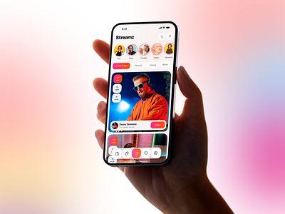 Streamz - Social streaming platform app clean design minimal mobile podcasts smm social stream streaming ui web white