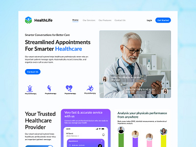HealthLife – Smarter Conversations for Better Care clean website healthcarewebsite medical medicalui modern appointment website modern hospital smart doctor smart hospital ui