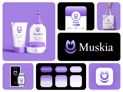 Muskia Logo Beauty And Wellness Brand Identity aesthetic brand app logo beauty branding beauty logo brand identity classy logo cosmetics branding feminine aesthetics feminine brand floral design luxury brand luxury design makeup brand minimal branding modern feminine natural logo organic brand skincare brand wellness design wellness logo