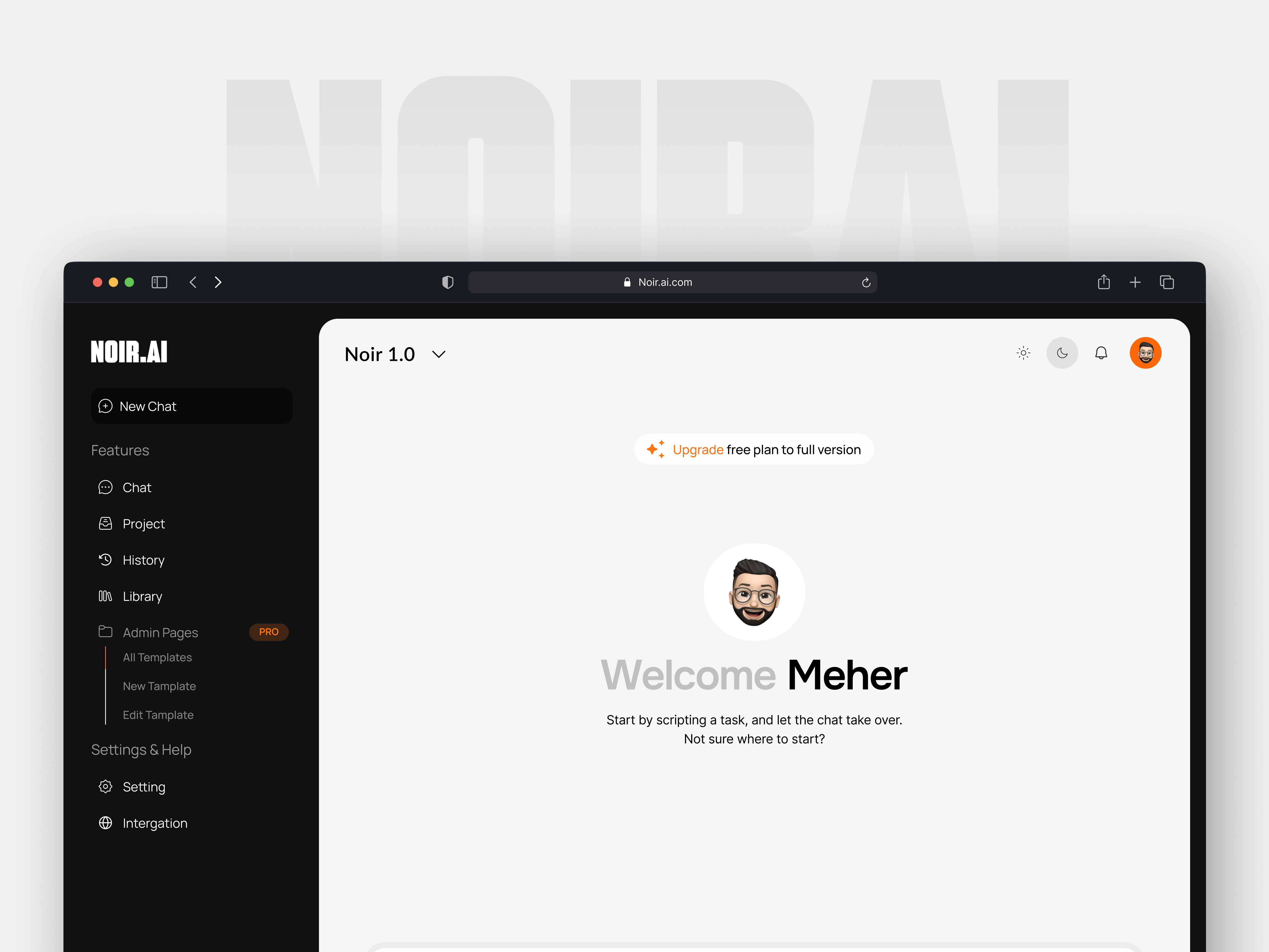Noir Ai Chatbot 3d ai ai design animation branding chatbot graphic design logo motion graphics ui