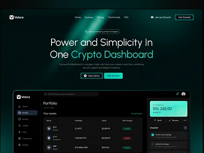 Designed this hero for a modern Crypto Dashboard clean design crypto dashboard design landing page ui ui design web design website design