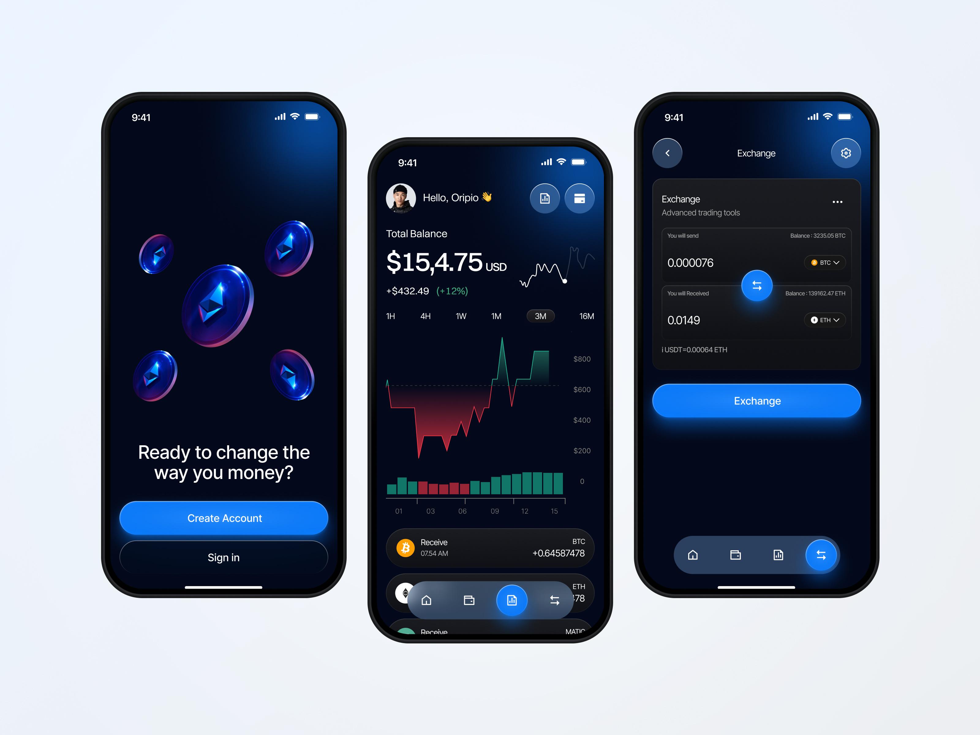 Cryptocurrency App Design app design crypto exchange crypto wallet cryptocurrency finance app fintech app ios mobile app mobile app design mobile ui modern app product design trading app ui ux wallet app