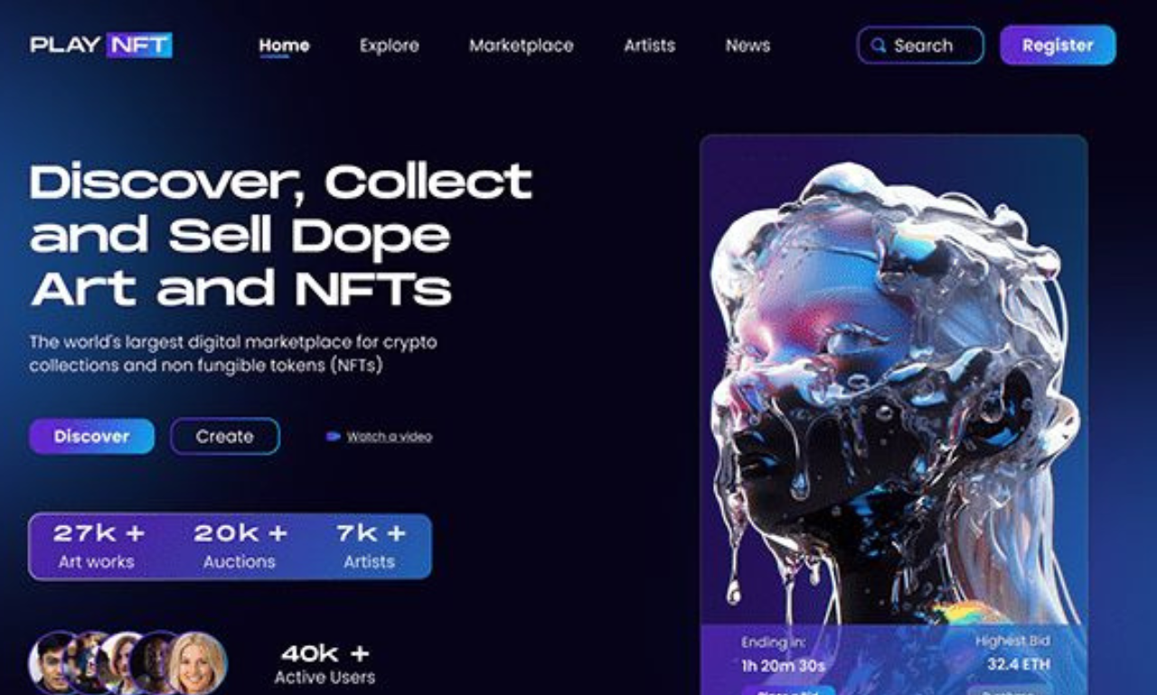 Example of Nft Marketplace Landing Page, Modern UI