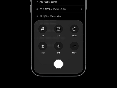Frames - Liquid Glass Redesign analog app black camera dark film frames ios iphone liquid glass minimal mobile modern notebook notes photography settings toolbar transparency