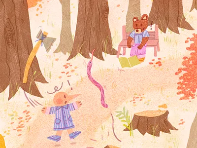 We have Different Worries art artwork autumn axe bear childrensart design forest harvest illust illustration ipad kidiltillustration nature peachtober25 photoshop riso snake tweetyheather wood