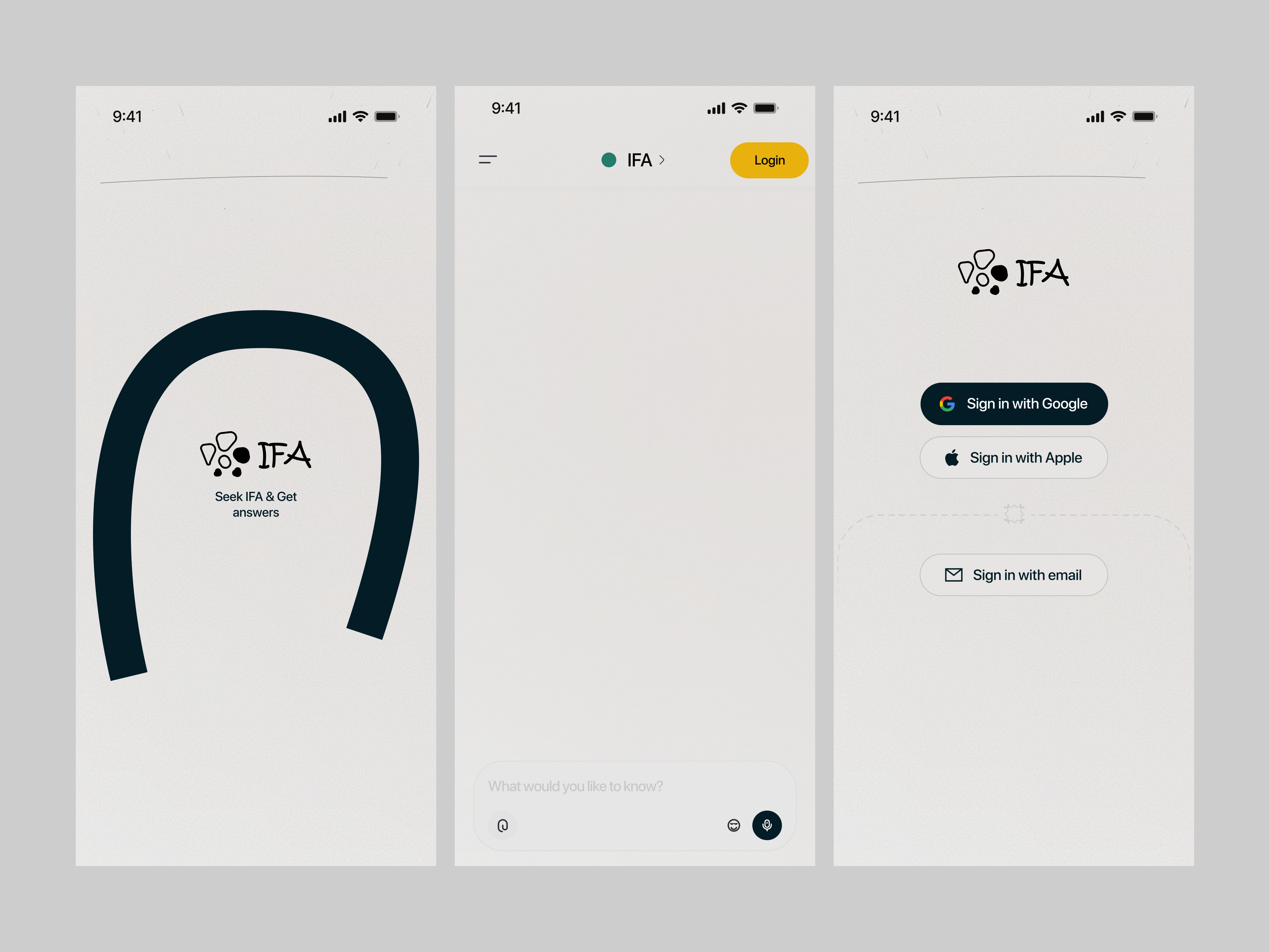 IFA ai. Splash, introduction, Sign up/login, Subscription page ai ai prompting artificial intelligence design product design ui ui design ux design