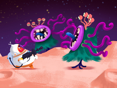 FlipFlop against monsters alien animation blaster book character children fight illustration kids monsters planet space spacesuit stars story weapon