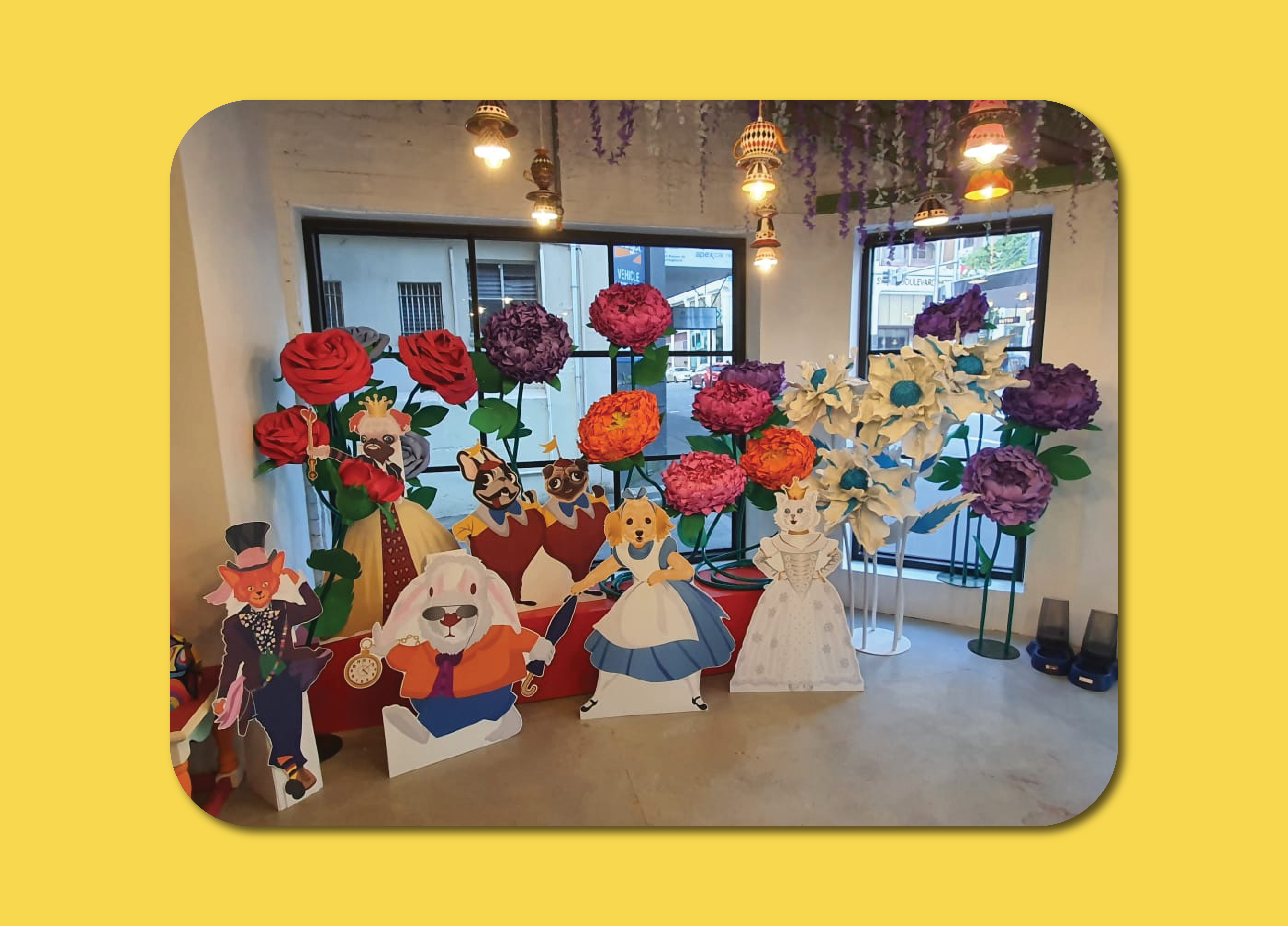 Alice in Wonderland–themed pet vector illustration adobe illustrator animal drawing brand branding business branding charactor illustration design digital art digital illustration flat illustration graphic design illustration line art pet business branding poster design print design print on demand tshirt design vector visual identity