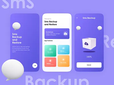Hi've SMS Backup App💬 branding graphic design ui