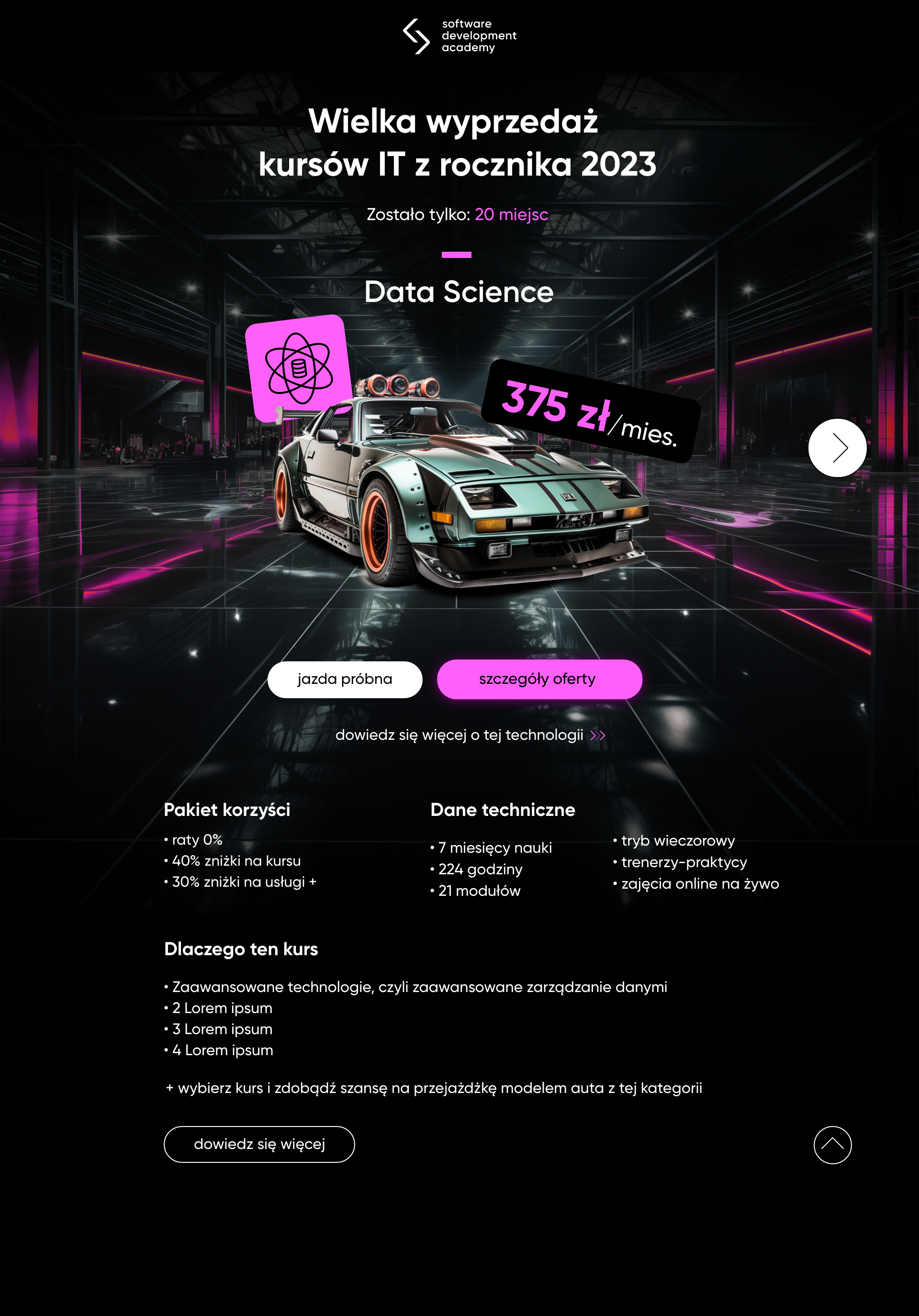 SDA — Cars – Data Science ai courses graphic design ui website