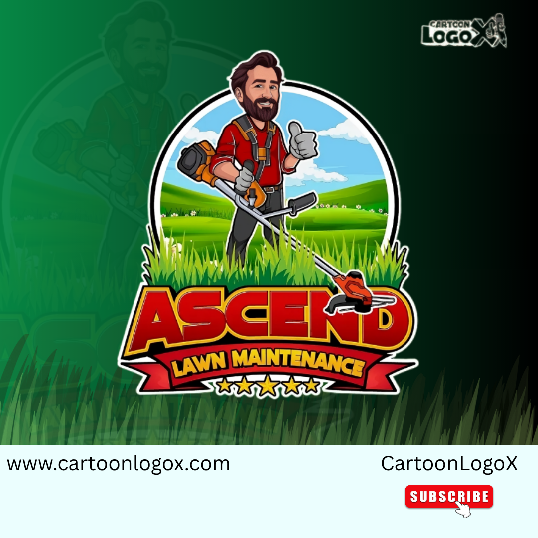 Ascend Lawn Maintenance – Cartoon Logo design By CartoonLogoX branding branding studio character design creative branding digital illustration graphic design logo logo design mascot logo vector art vector illustration
