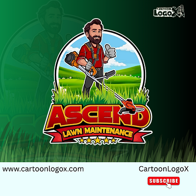 Ascend Lawn Maintenance – Cartoon Logo design By CartoonLogoX branding branding studio character design creative branding digital illustration graphic design logo logo design mascot logo vector art vector illustration