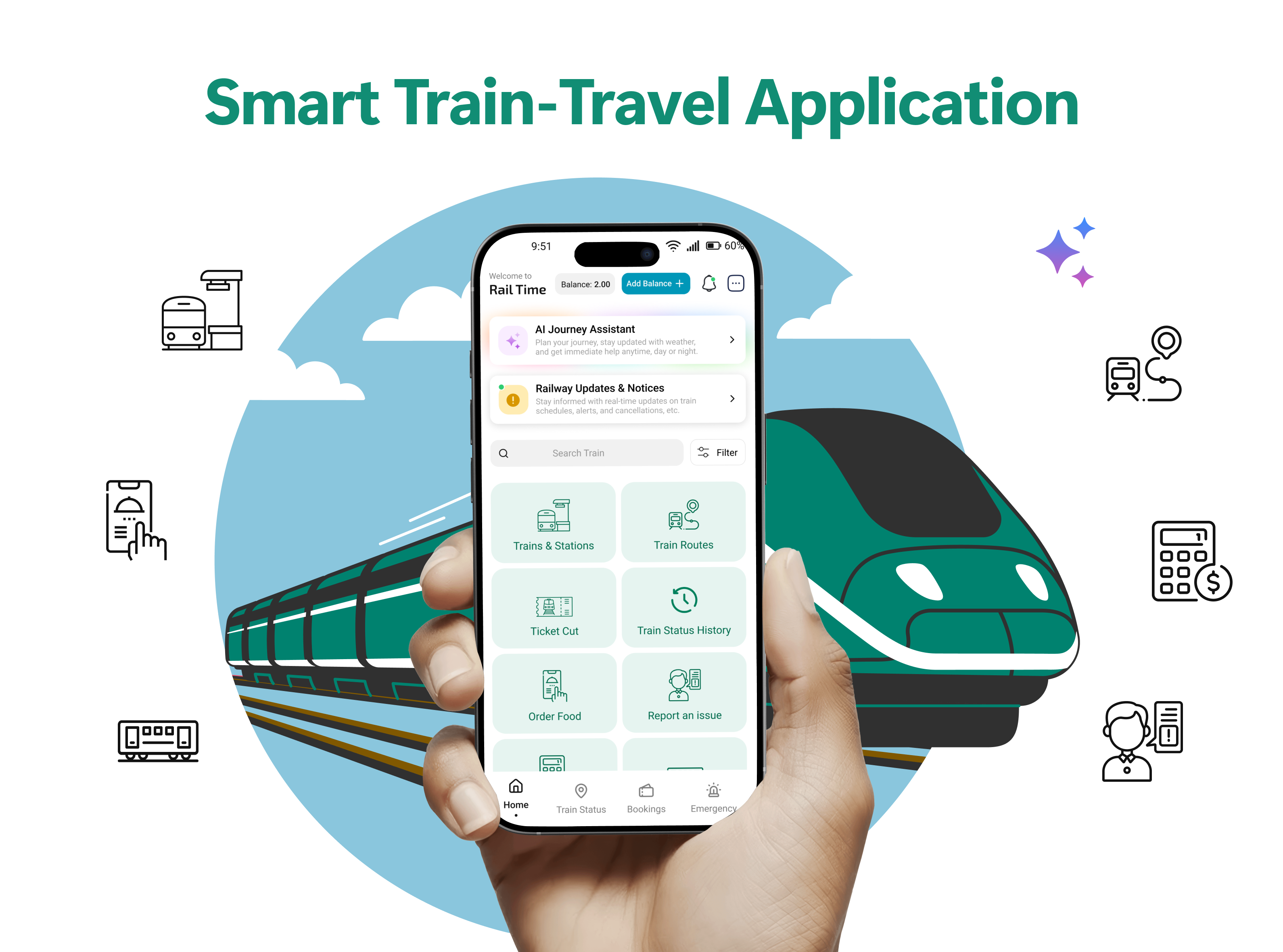 Rail Time: Train Journey Assistant Mobile App ai travel app bangladesh railway clean interface creativedesign design figma live train tracking mobile app design modern design product design railway app real time train ticket booking app train booking ux transportation app transportation ui travel mobile app ui uiux design ux design