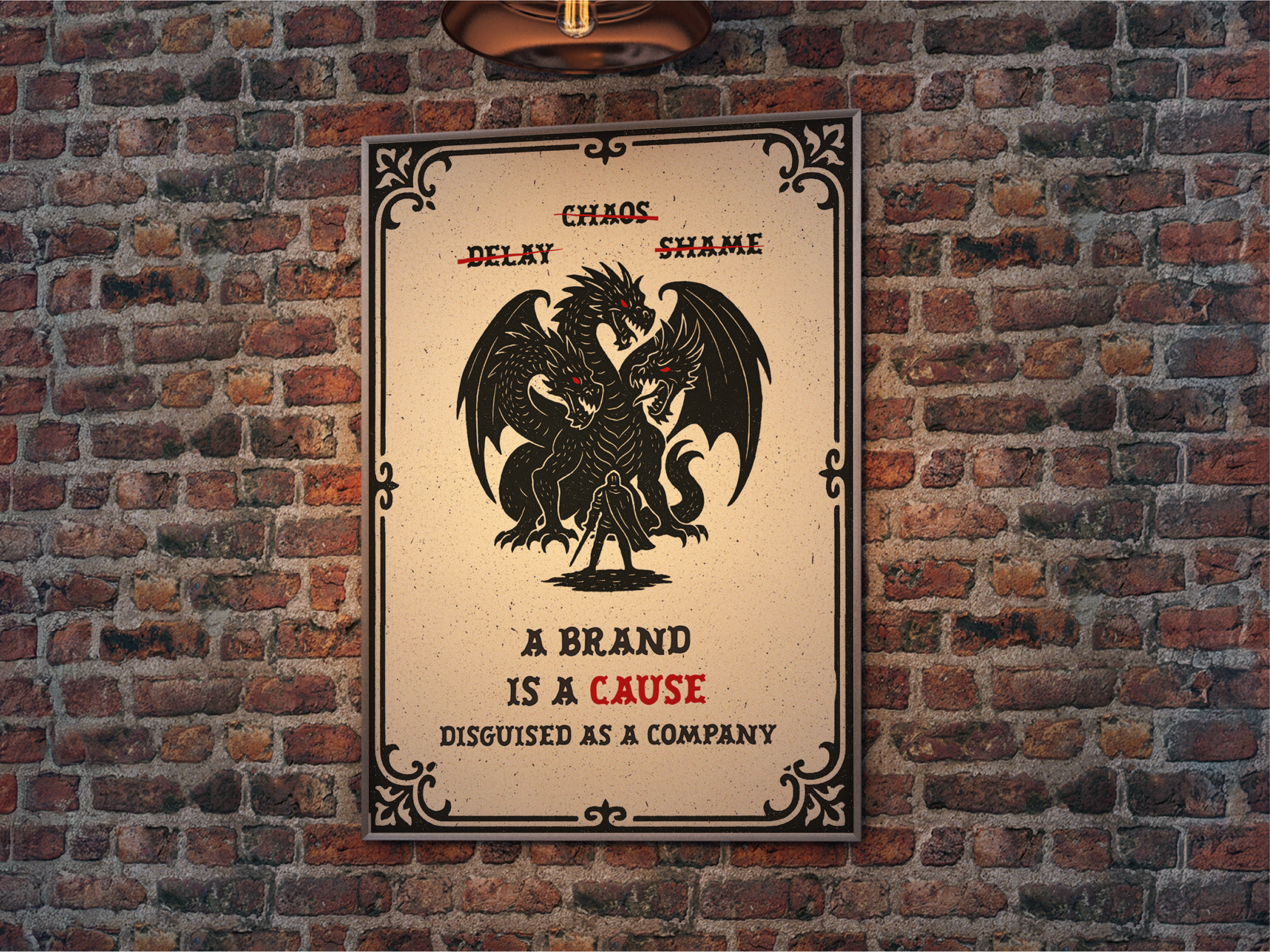 Slay the Dragon Poster brand design branding brick colorful dark design dnd dragon graphic design illustration knight logo logo design medieval mock up mockup poster storytelling vector