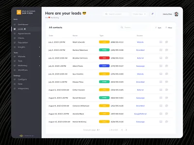 SaaS CRM & Practice Management UX/UI b2bui b2bux crmdesign lawfirmsoftware legaltech platformdesign saas saasplatform
